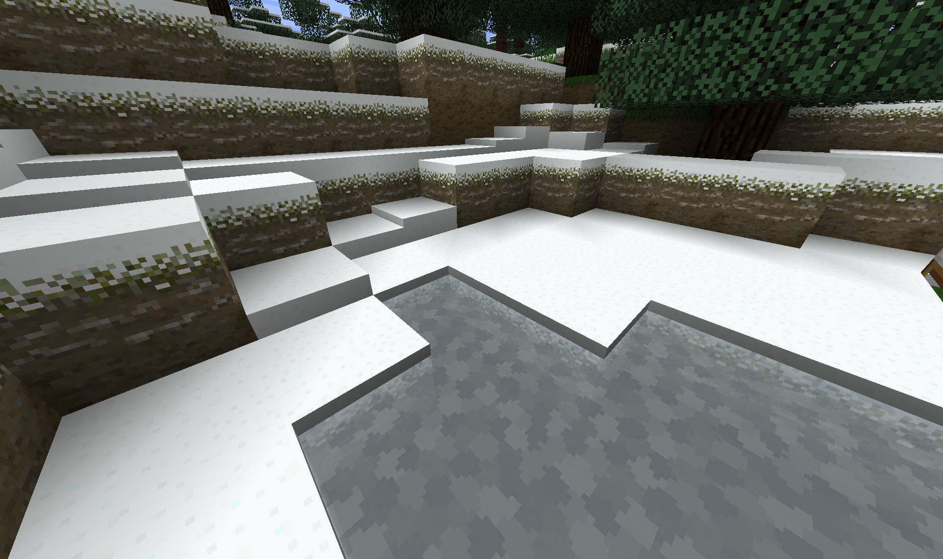 A winter scene with ice and snow